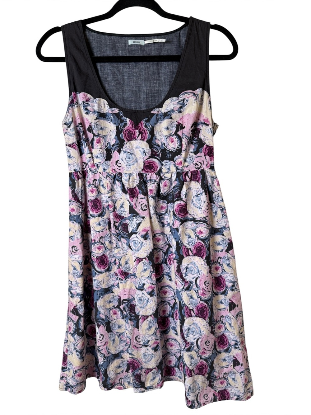 Kimchi size 4 Blue Pink, Black & Cream Floral Sundress
